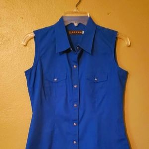 Royal blue Western style Roper sleeveless shirt